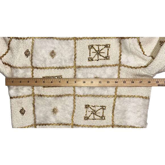 Eugenia by Angenie Vintage 80's Applique & Angora Hair Embellished Sweater Small - Picture 3 of 6